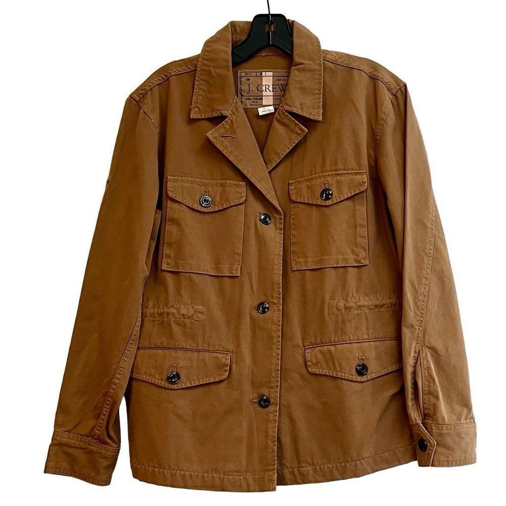 J. Crew Brigadier Utility Jacket Coat Khaki Military Cinch Waist Size Small